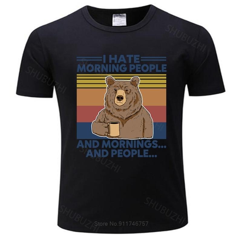 

Funny Top Tees Mens Tshirt Mens luxury cotton T shirt Bear That s What I Do Drink Coffee Hate People Know Things Vintage Neck 4XL