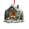 Acrylic Christmas Hanging Ornament with Farm Animal and Design, Rustic Holiday Decoration, 17