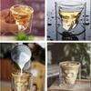 Kaffeetasse, doppelschichtig, transparent, Glasbecher mit Totenkopf-Motiv aus Kristallglas für den Haushalt, Whisky, Wein, Wodka, Bar, Club, Bier, Weinglas