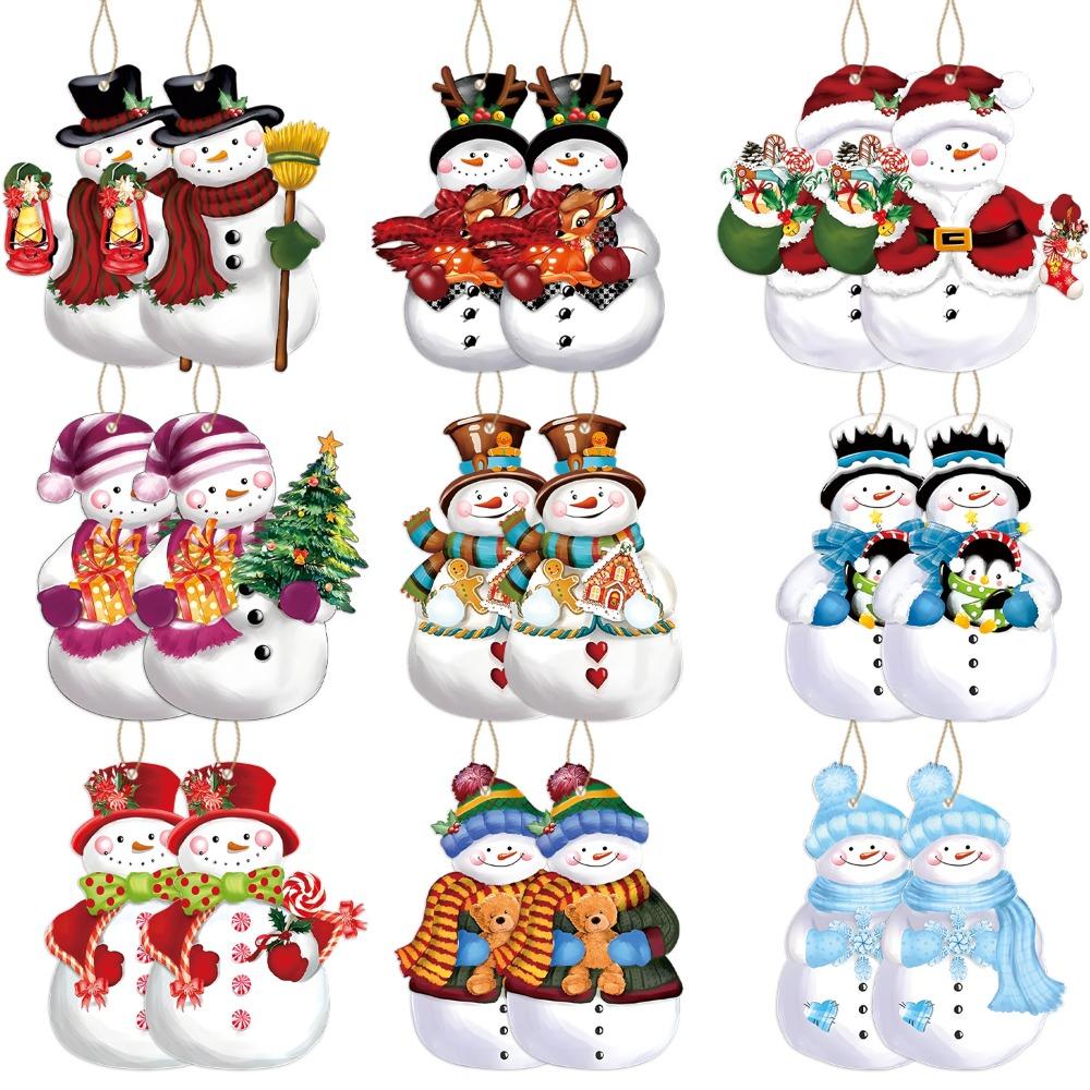 

18 шт. Рождественская деревянная подвеска в виде снеговика, деревянная маленькая подвесная рождественская елка, подвеска в виде Санта-Клауса своими руками