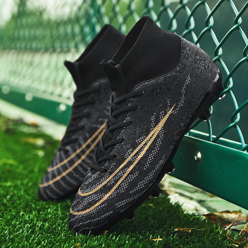 Football shoes Men's and women's high-top broken nails Spikes Children's students Adult grass game training shoes