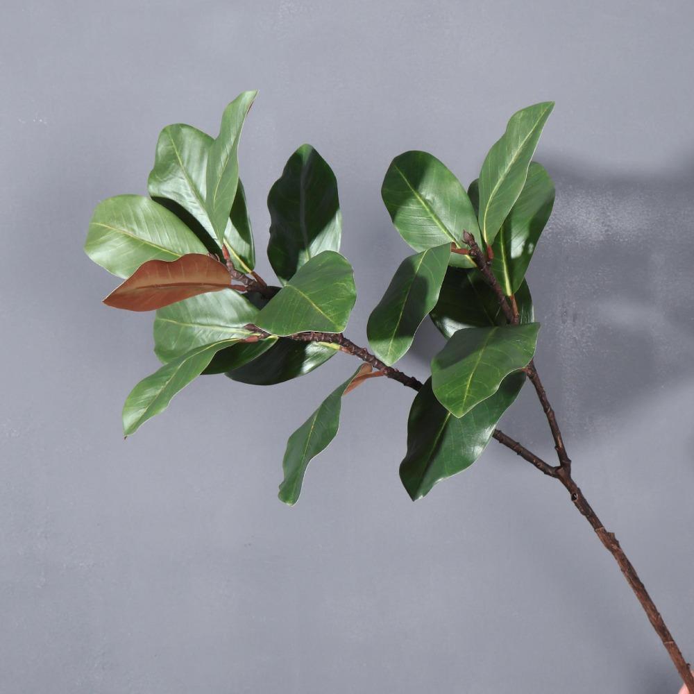 Red Green Artificial Magnolia Leaves Floral Arrangement Plants Leaves Faux Magnolia Branch DIY Simulated Plant Branch