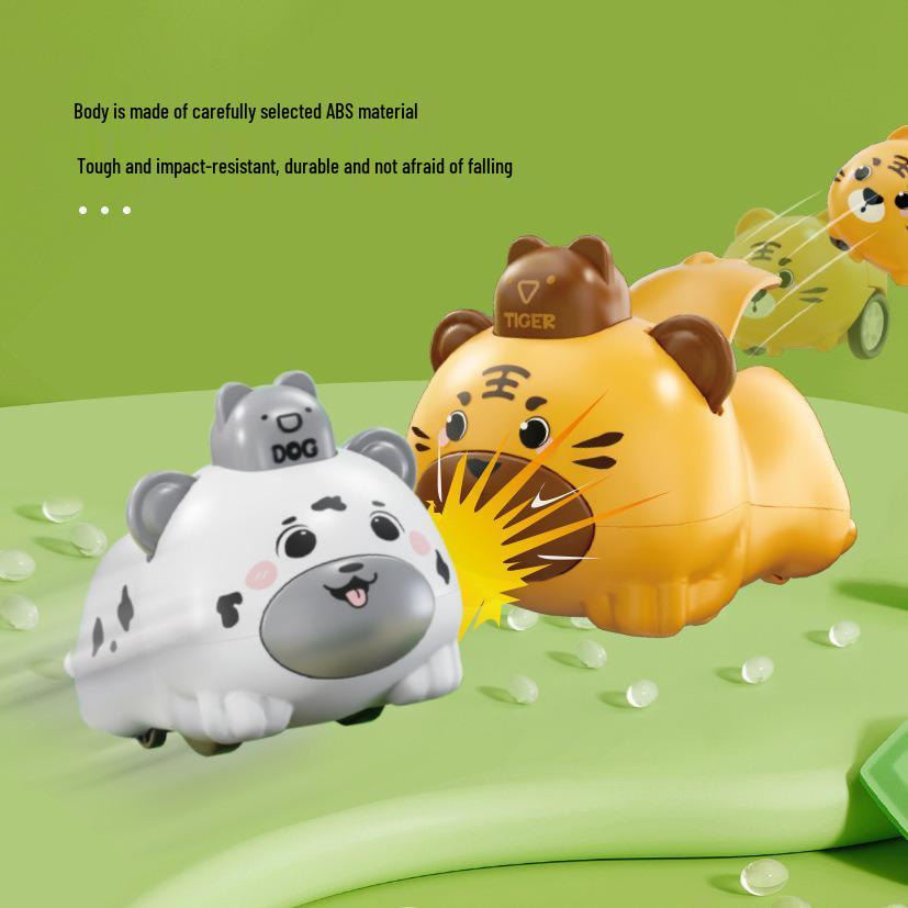 Cartoon Animal Pull-back Car Toy with Twist Egg Candy for Kids and Parents