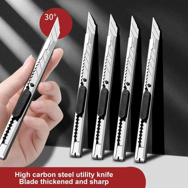 10Pcs Utility Knife Stainless Steel Paper Cut Box Cutter Tools Kit Non-Slip Blades Unboxing Knife Handicraft Carving Tools