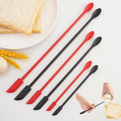 Mini silikonowa szpatułka odporna na ciepło, długa rączka, dwustronny skrobak z łyżką, szpatułki do dżemu, gadżet kuchenny, akcesoria kuchenne