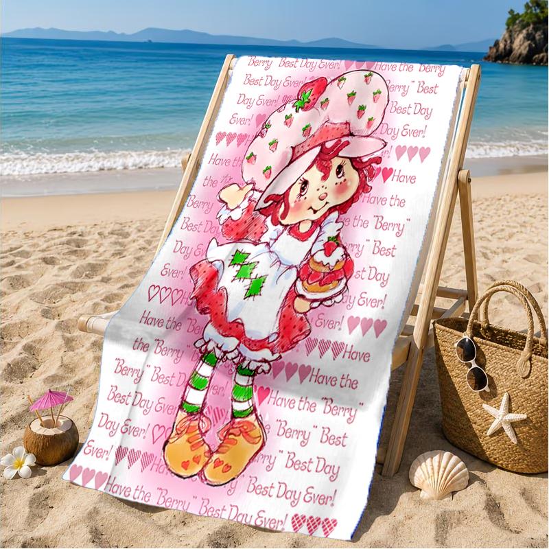 Strawberry Hat And Cat Beach Towel, Microfiber Beach Towel, Perfect For Pool, Beach, Travel, Home Decor Beach Party Fan Gifts