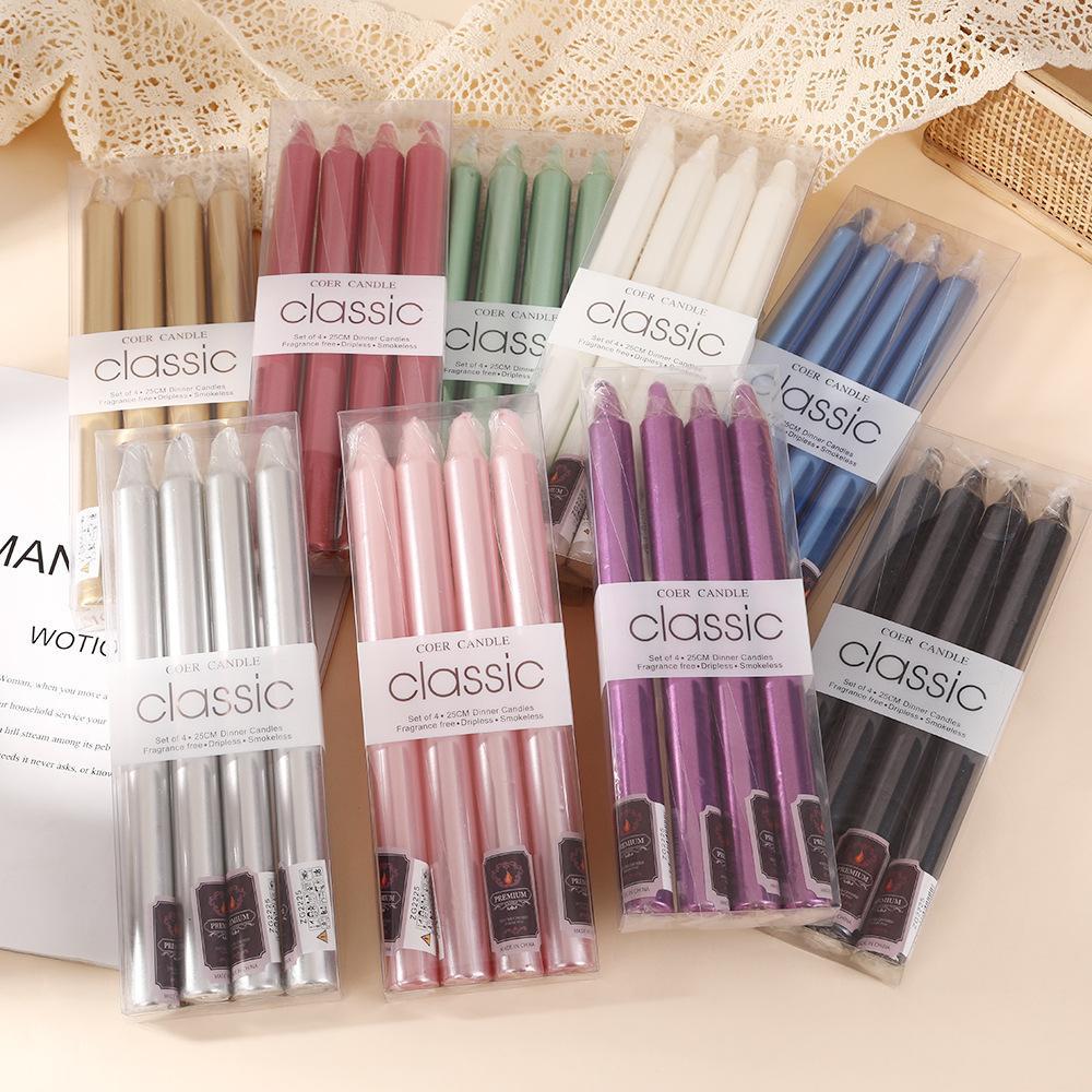 Electroplated European Color Long Pole Candle Household Odorless Candlelight Dinner Candlestick Pole Made of Wax