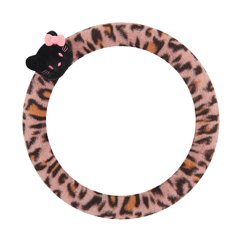 Car Steering Wheel Cover Winter Plush Cute Leopard Print Winter Non-Slip Women's Car Wear-Resistant Protective Cover Handlebar Cover