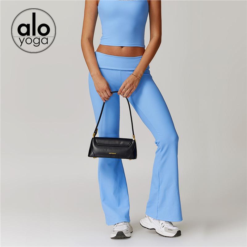 Prada Damen High-Waist Yoga Schlankmachende Weitbeinige Hosen & Spitze Fitness Set