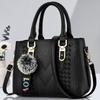Korea Leather Women Handbag with Keychain Open Pocket Shoulder Bag Large Capacity Casual Messenger Bag Lady