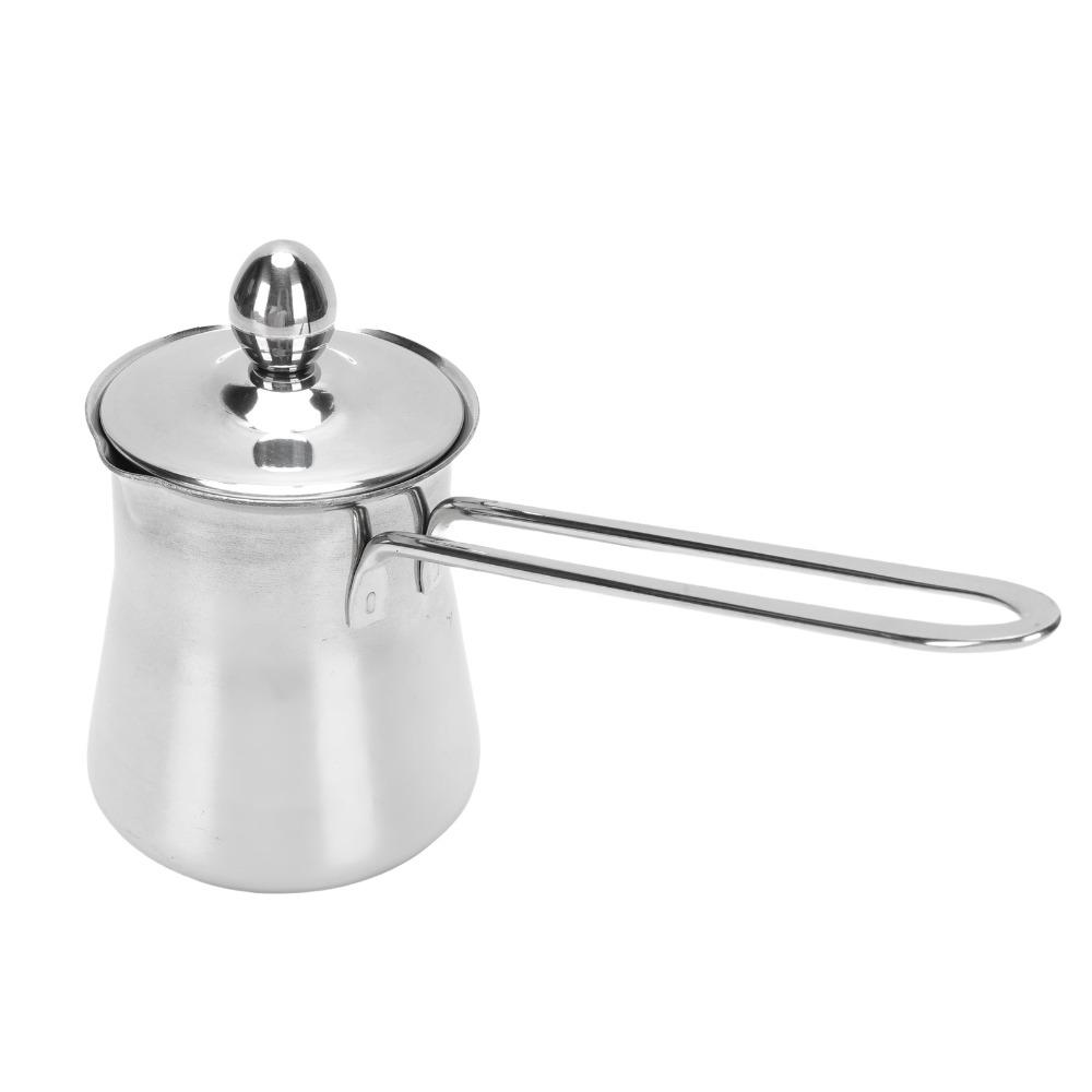 Stainless Steel Greek Coffee Pot Heat Resistant Handle Milk Warmer Pot  Stovetop Cooking