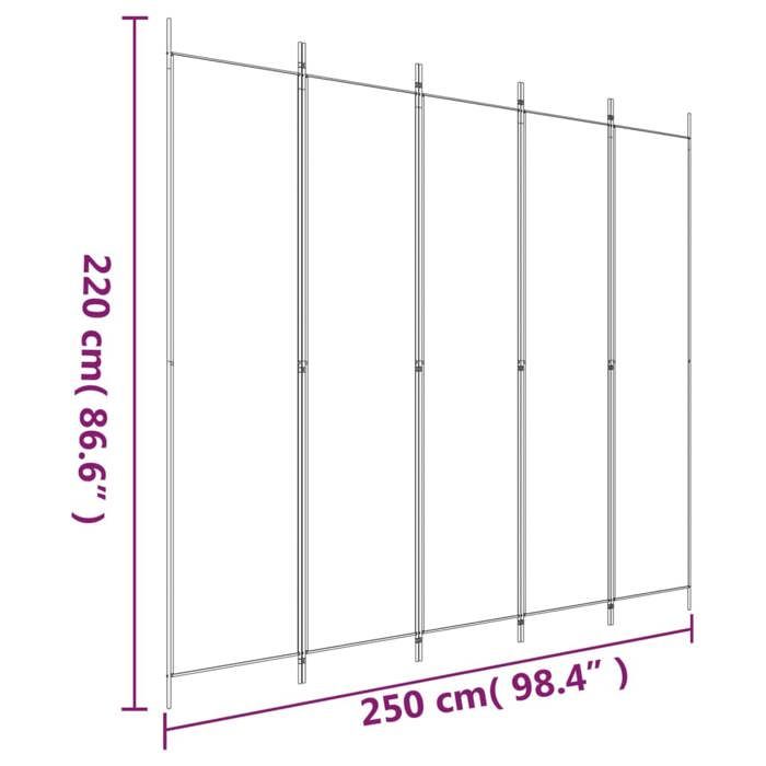 VidaXL Cloison de Séparation 5 Panneaux Séparateur de Pièce Pliable Diviseur Écran d'Intimité Paravent Décoration Salon 350203