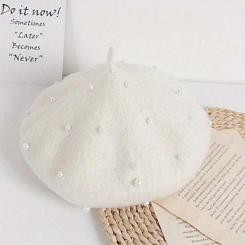 

1Pc Fashion Princess Kids Girls Caps Berets Lovely Pearl Beanies Hats Spring Autumn Winter Toddler Girls Hats белый