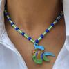 Tropical Island Seahorse Pendant Colorful Glass Beaded Necklace  Women and Girls