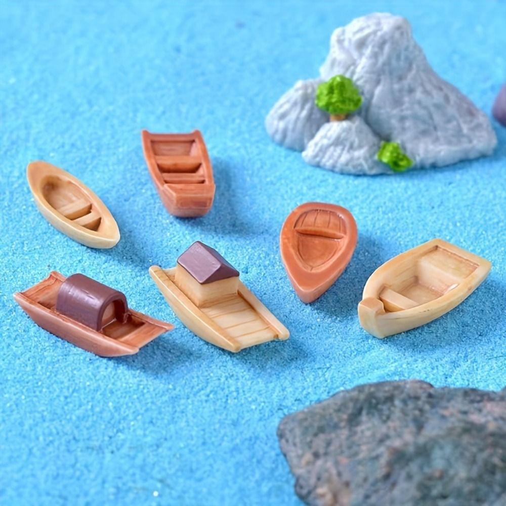 Wooden Boat Micro Landscape Boat Micro Landscape Mini Boat Fish Tank Decoration Dollhouse