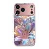 Colorful Lily Pattern Metallic Tempered Glass Phone Case For iPhone 17 16 15 14 13 12 11 Pro Max 15 Plus 17 Air 17E Cover