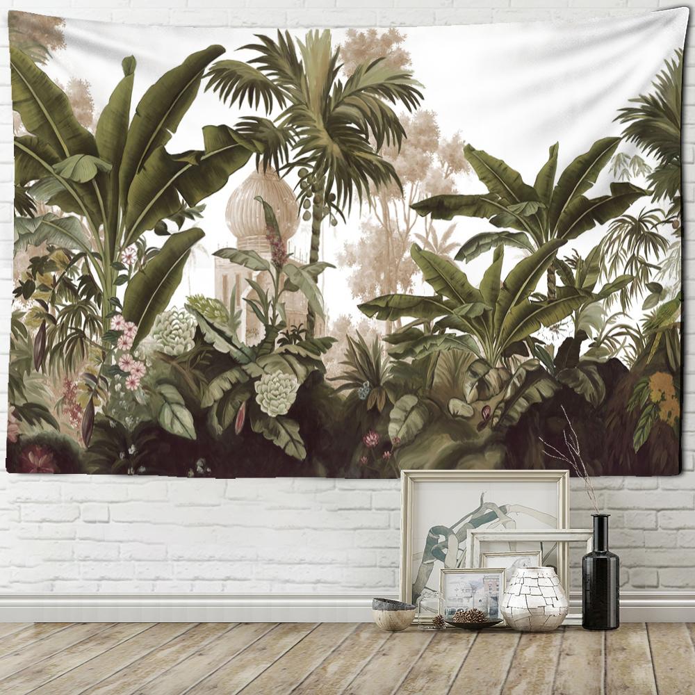 Tropical Plants and Architecture Tapestry Wall Hanging Psychedelic Witchcraft Mystery Bedroom Living Room Home Decor