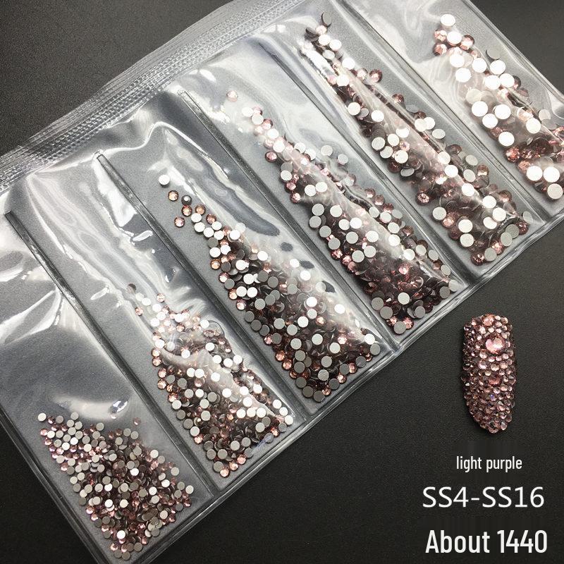 6-Grid Flat-Back Nail Art Rhinestone Set (1440pcs) - Mixed AB & Clear Glass Rhinestones Nail Decorations