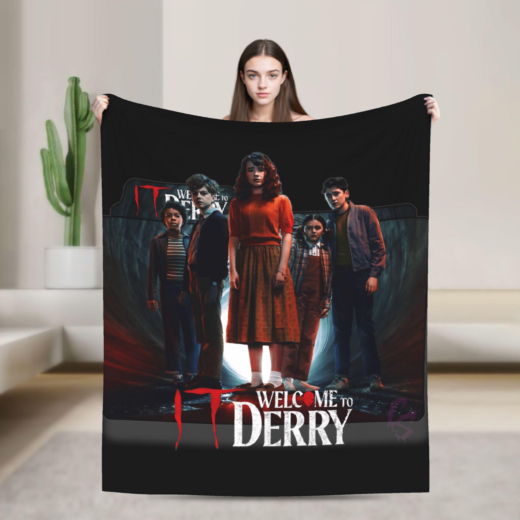 Оно Добро пожаловать в Дерри 2025 Новый сериал Классический фильм Пледы Качество Супер Мягкий Плед Зима Детская Спальня Постельное покрывало 30x40in