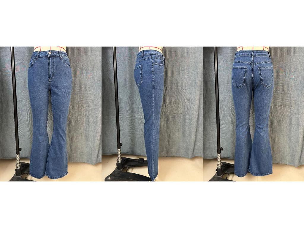 Women's Stretch Flare Jeans, Dark Blue, Versatile & Slimming