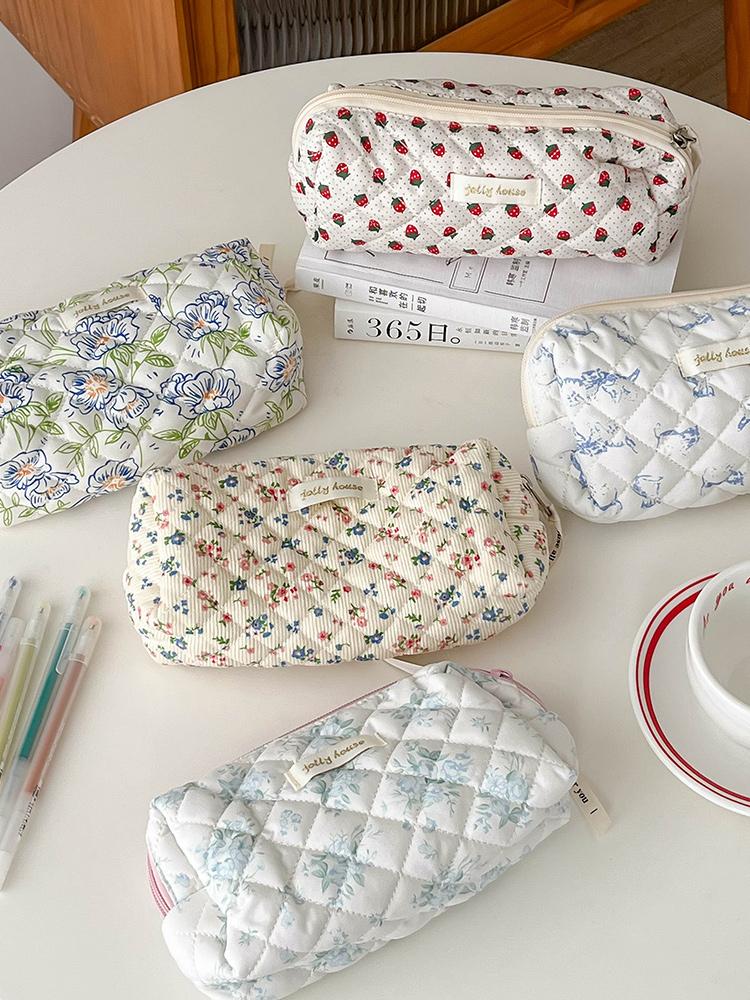Pencil Case Vintage Flowers Pen Box Bag Student Big Capacity School Supplies Gift Pencilcases