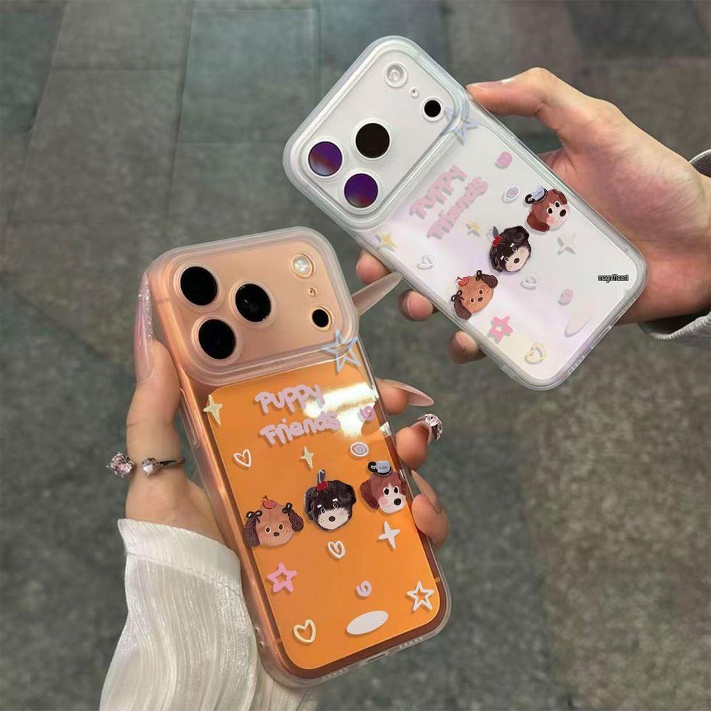 Korean-Style Puppy Head Transparent Phone Case for Apple 17/16/15/14