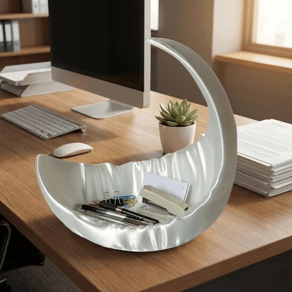 Minimalist Earrings Ring Display Dish Moon-Shaped Decorative Plate Living Room