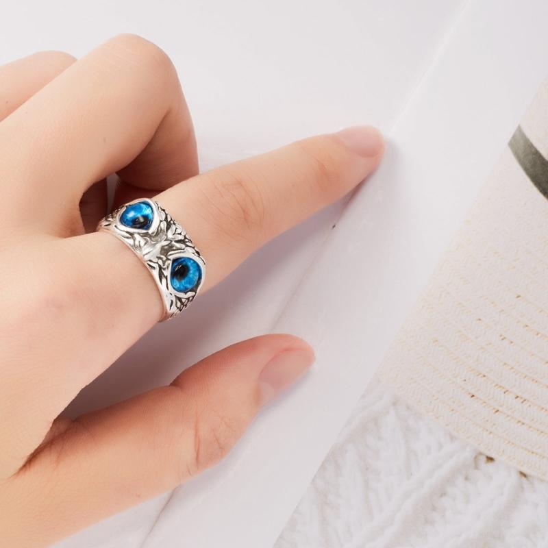 Charm Vintage Leuke Eenvoudige Uil Oog Ring Zilverkleur Verloving Trouwringen Sieraden Cadeaus voor Mannen en Vrouwen