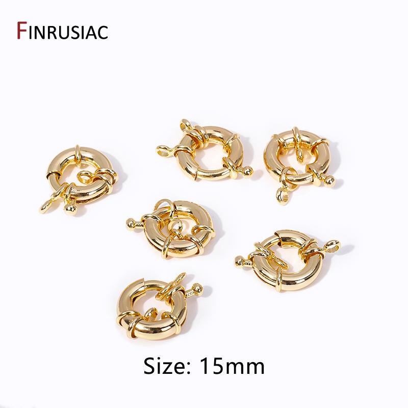 9/11.5/15mm 14k Gold Plated Spring Clasps For Jewelry Making Brass Sailor Clasp Connector DIY Handmade Necklace Accessories
