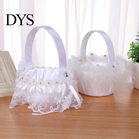 Flower Basket Decorative Eye-catching Romantic Bridal Handheld Girl Wedding Supplies Petals
