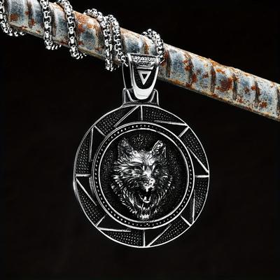 Viking Wolf Men Necklace Retro Norse Myth Pendant Chief Chain Rock Punk Party for Friend Male Jewelry Gift