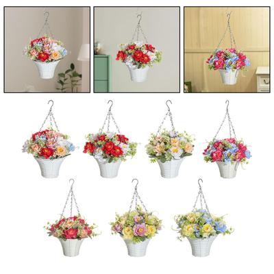 Artificial Silk Flowers Hanging Baskets Chain Flowerpot Easy To Hang Artificial