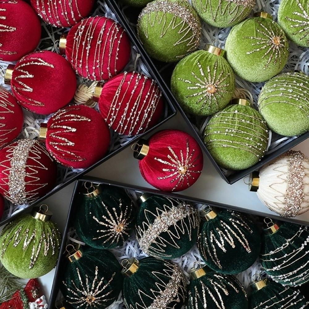 12pcs/set Sparkling Christmas Ball Ornaments 8CM Xmas Window Decor  Festive Decoration