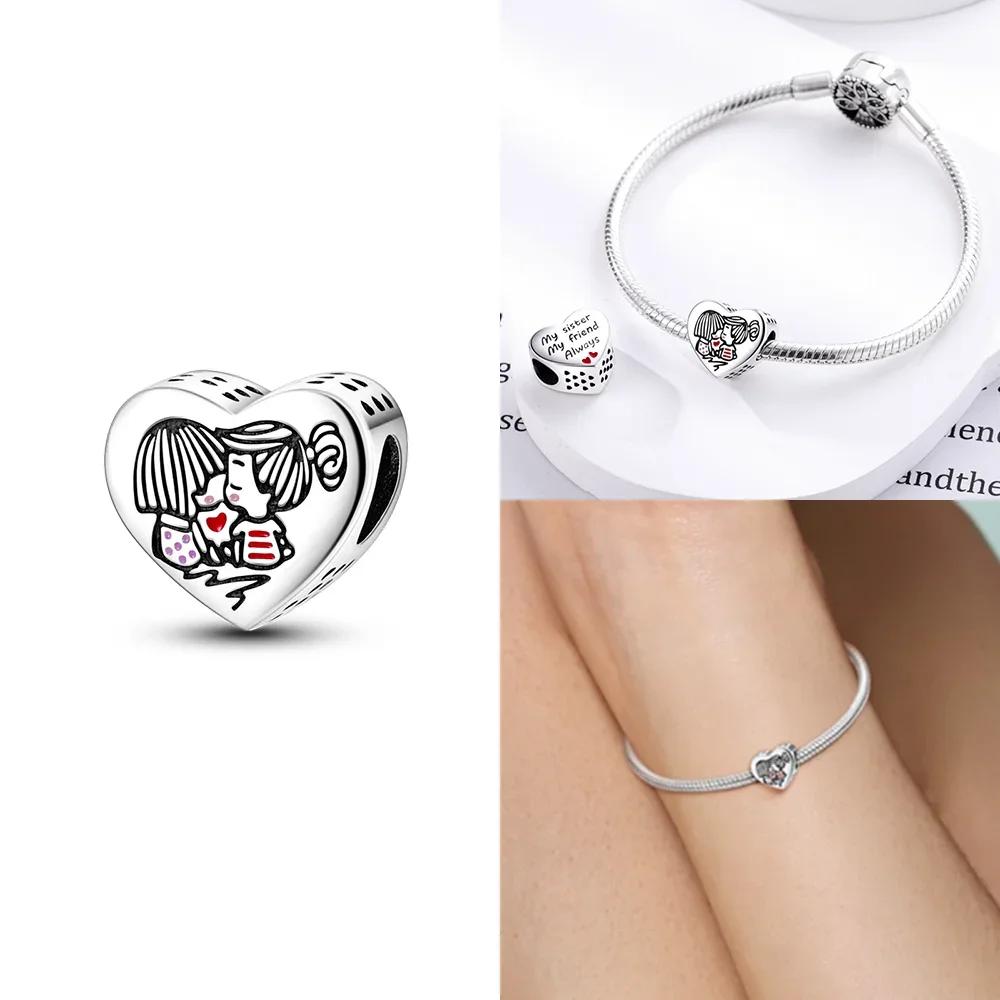 Charms Copper Zircon Forever Love Heart Sweethearts Life Charms Fit Bracelet Bracelet Beads Making For Lovers Accessory