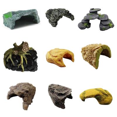Aquariendekorationen aus Kunstharz, Steinhöhle, Fischtanks, Ornamentlandschaften, Höhlenverstecke, Haus für Wasserfische, Reptilien