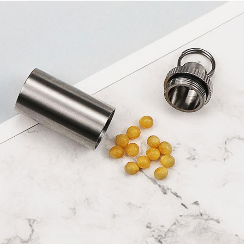 Titanium Alloy  Waterproof Pill Case Portable Keychain Medicine Sealed Capsule Storage Container Moistureproof for Travel Home