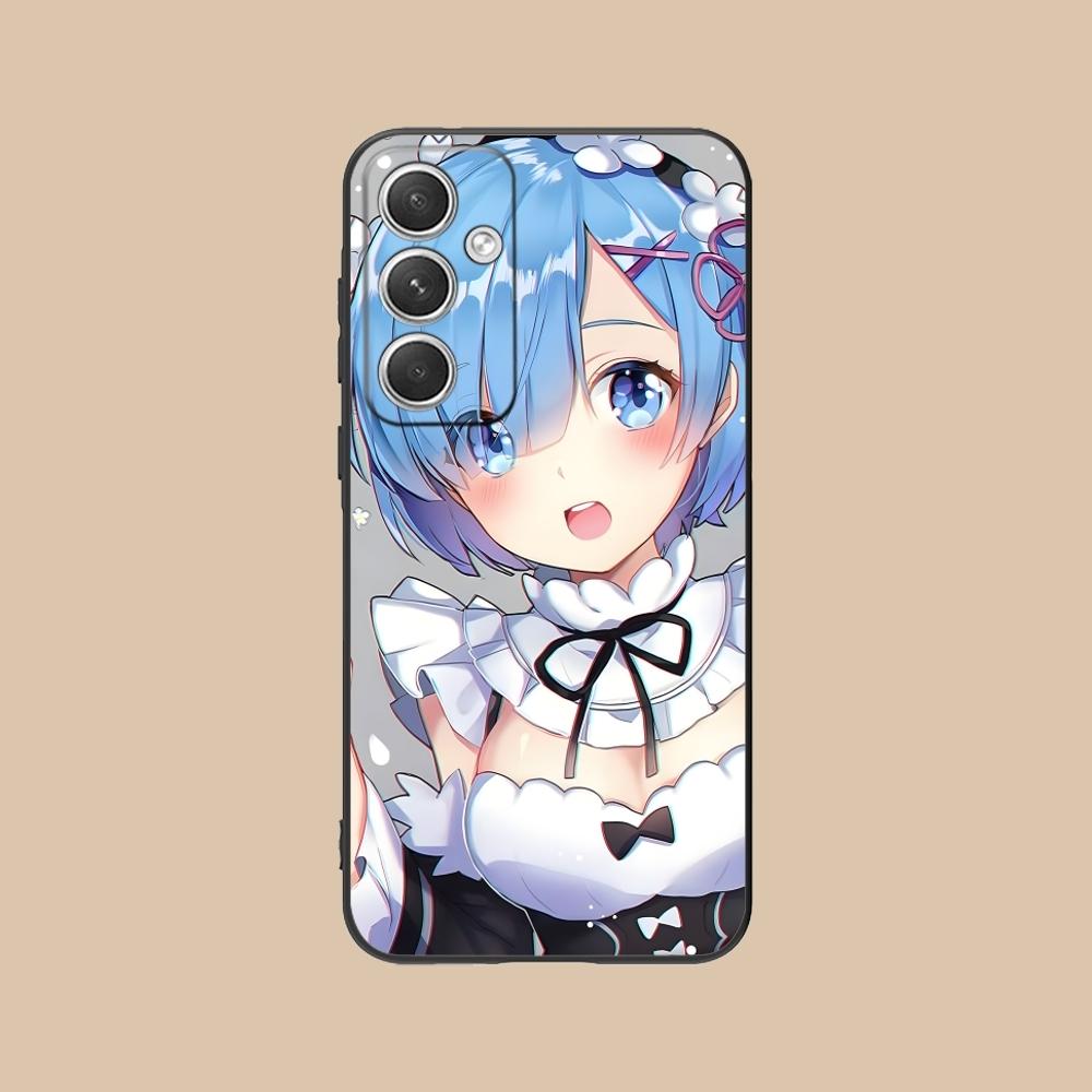 Re Zero Rem Girl Mobile Cell Phone Case for Samsung Galaxy S24 S23 S22 S21 S20 S10 S9 Plus FE Ultra Lite Black Phone Cover Shell