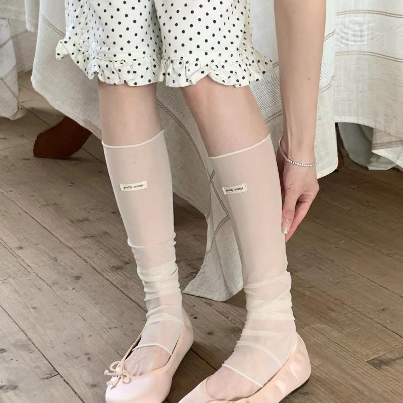 Mesh Leg Warmers Women Thin Summer Leg Cover Foot Stepping Calf Socks Stockings Sweet Girl Ballet Style Foot Cover Leg Warmers