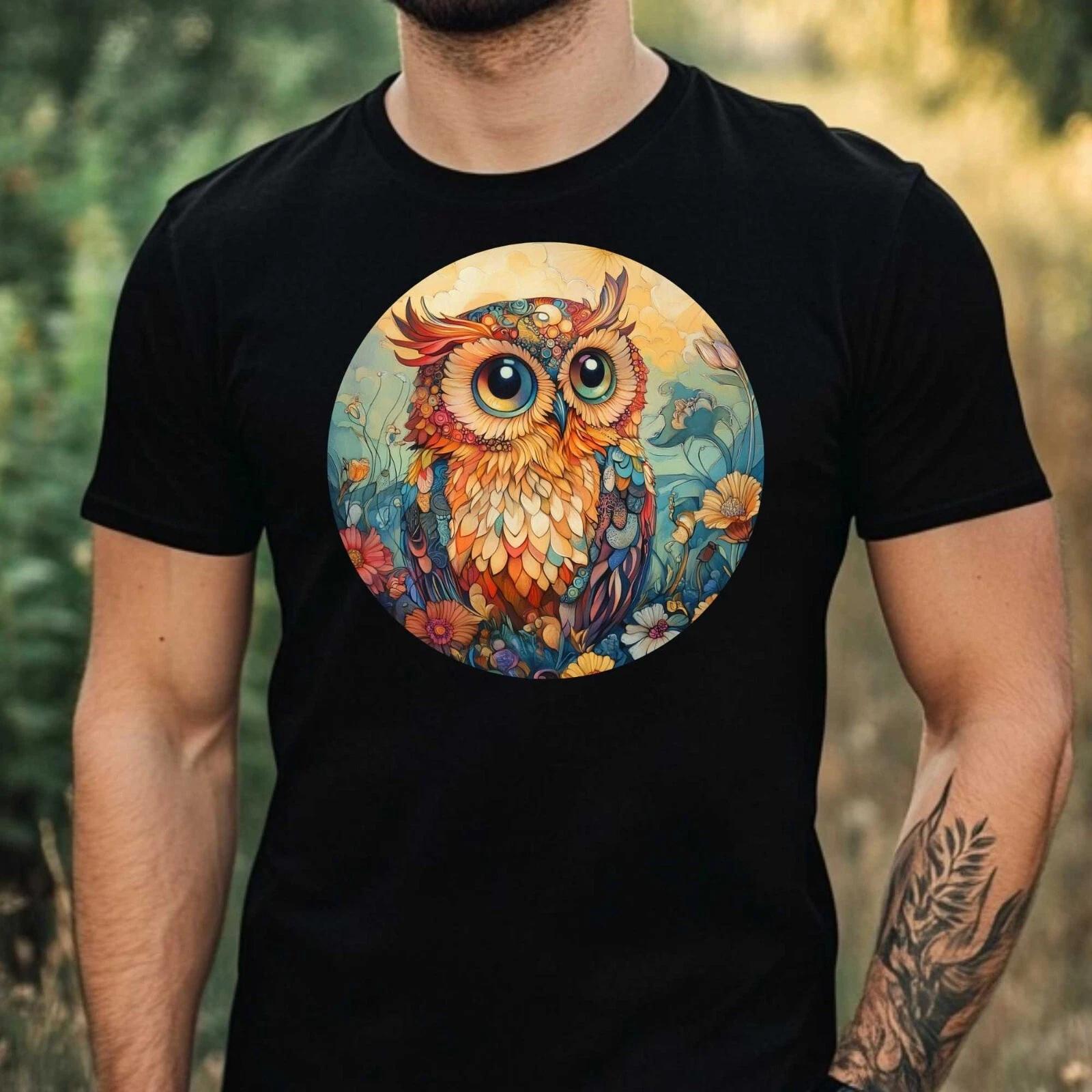 T-Shirt Herren Wunderliche Eule Motiv Baumwolle Größe XS bis 5XL M