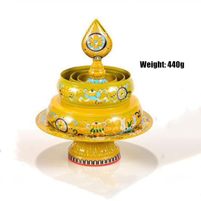 

Tibetan Manza Tantric Alloy Handicraft Auspicious Tribute Painting Buddhism Plate Home Gift Indoor Altars Desktop Decorative