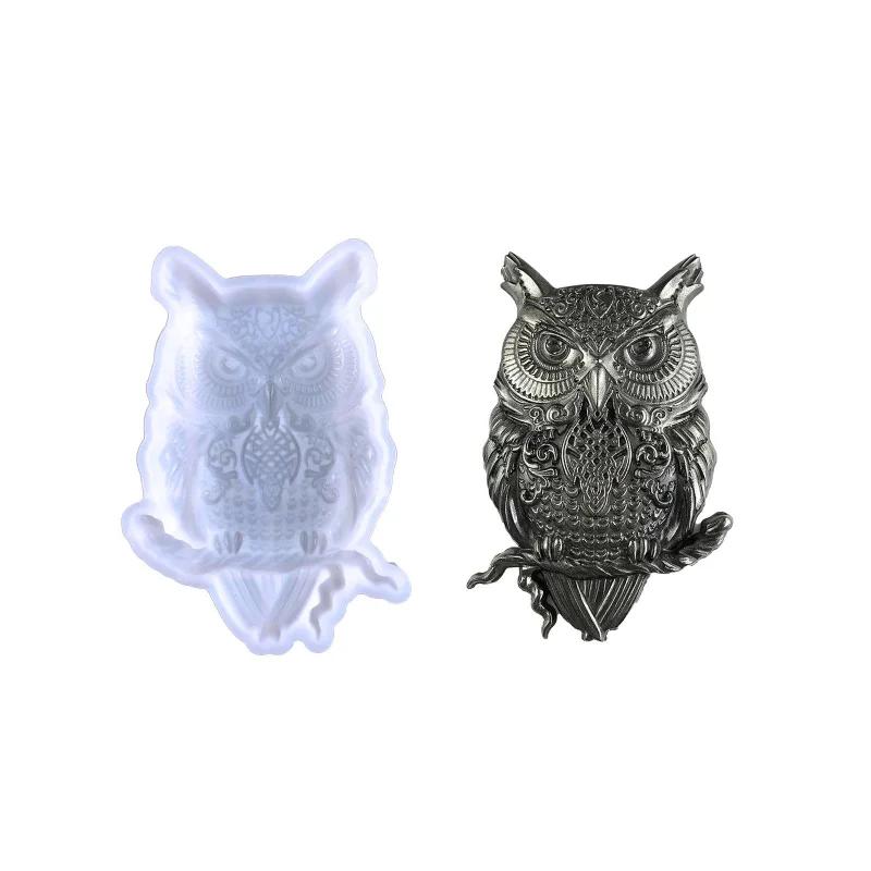 Creative Owl Ornaments Epoxy Resin Mold DIY Wall Hanging Desktop Ornaments Half Three-dimensional Owl Silicone Mold Home Decor