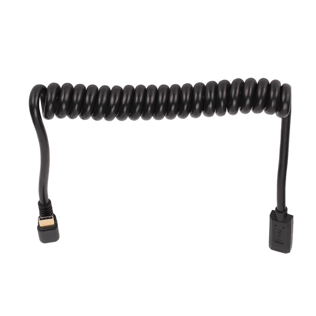 Type C Charging Data Cable Male to Female 4K 60Hz U Shaped Elbow Spring Data Extension Cord for Car Laptop PC