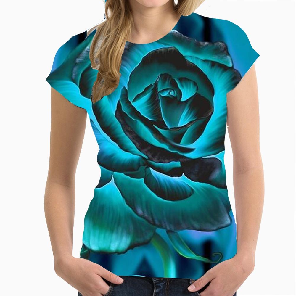 Men's and Women's Short Sleeved T-shirt, Rose 3D Printing, Fashionable Harajuku Round Neck Shirt, 6XL Men's and Women's T-shirt