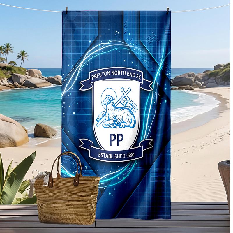 Asciugamano da Spiaggia con Stampa del Preston North End Football Club, Asciugamano Grande Morbido ad Asciugatura Rapida per Spiaggia Campeggio Nuoto