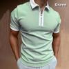 Men's Short Sleeve Tops Patchwork Color Collar Trendy Loose Polo Shirts