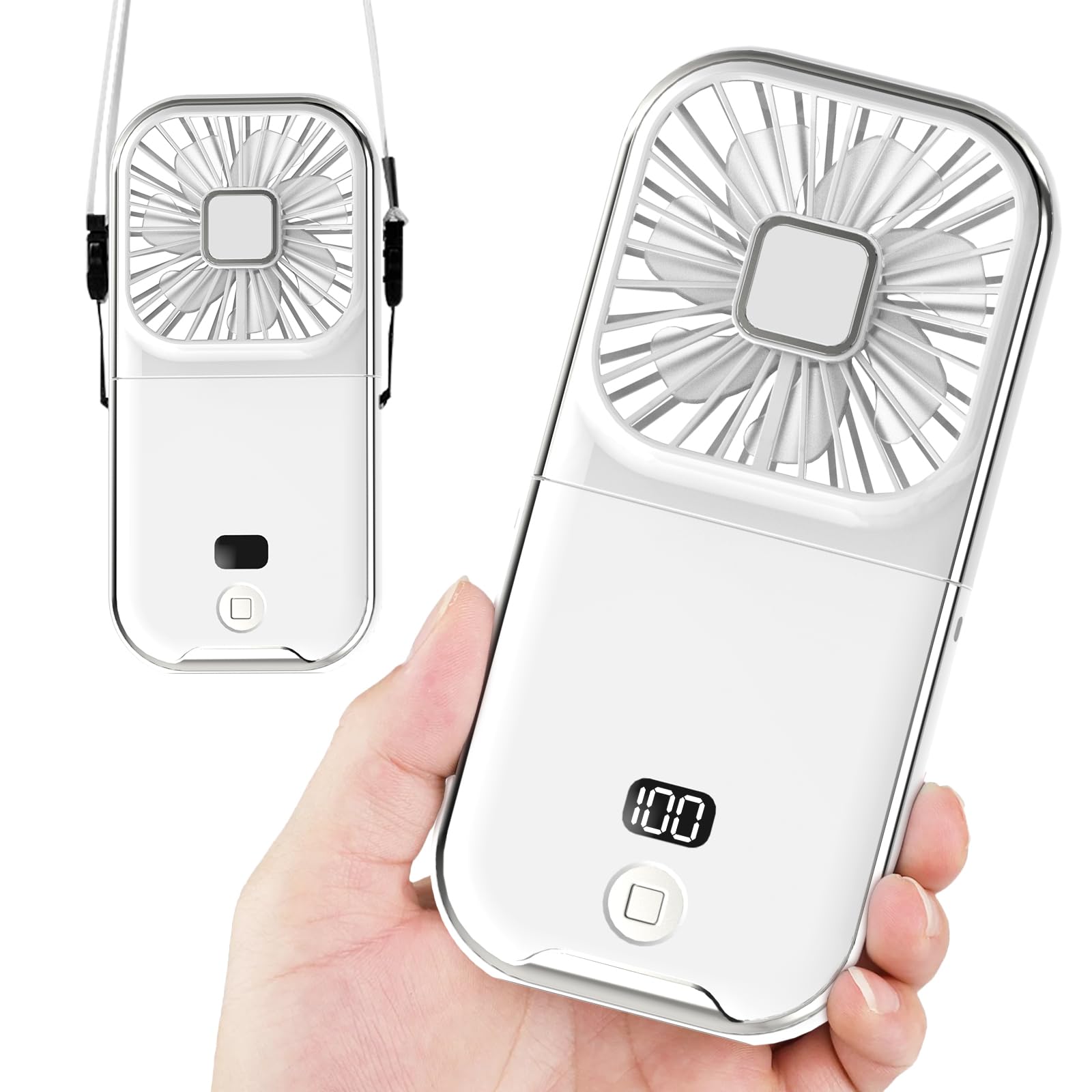 

New for Summer Dealswin Handheld Portable Handheld Fan with 4 Airflow Neck and Stand Strong Mini USB Perfect for Fireworks and as a Heatstroke білий