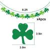 St Patricks Day Decorations 4PCS Felt Shamrock Garland Banner - NO DIY Shamrock Clover Garland Banner for St Patricks Day Decor - Dark Green Light
