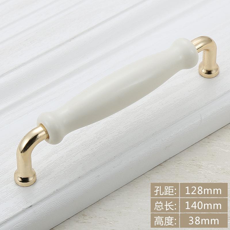 Fashion Ceramic Cabinet Handles Golden Kitchen Cupboard Door Handles Drawer Knobs European White Furniture Pulls