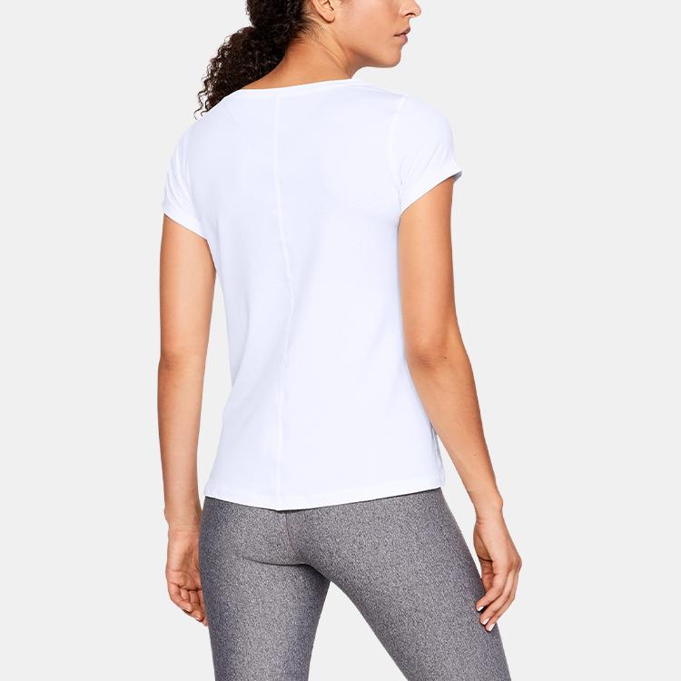 Under Armour Logo Print Round Neck Sports T-Shirt Women Tops White 1328964-100