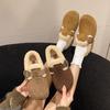 Sapatos preguiçosos com cabeça de bolsa de lã e meio arrasto, as mulheres usam sapatos fofos de outono e inverno de 2024 para se manterem aquecidas e pedalar sapatos de algodão para neve